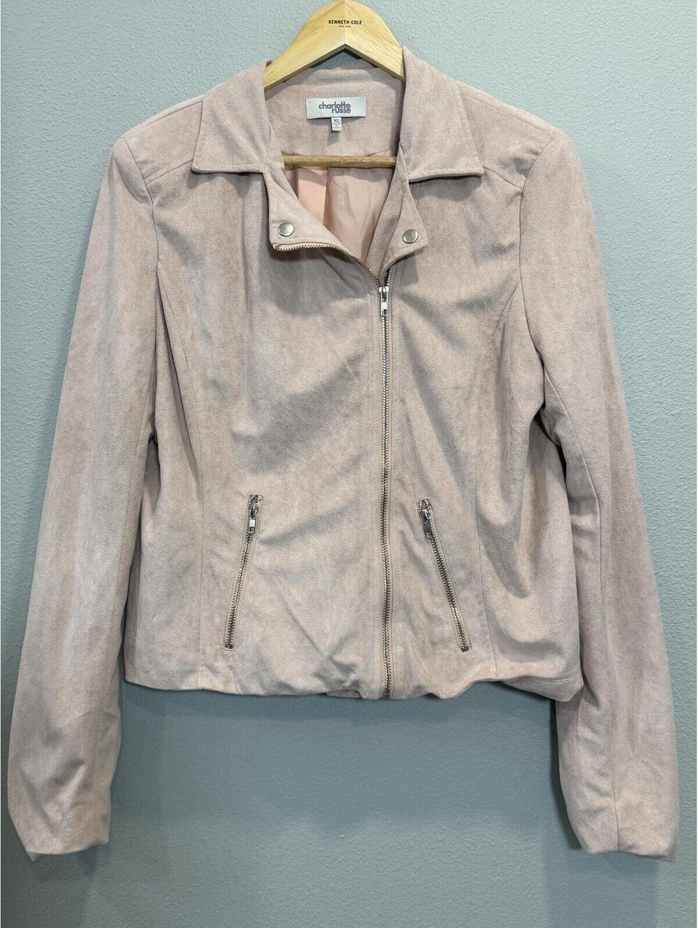 Charlotte Russe Faux Suede Moto Jacket in Baby Pink, Women's XL, NWOT
